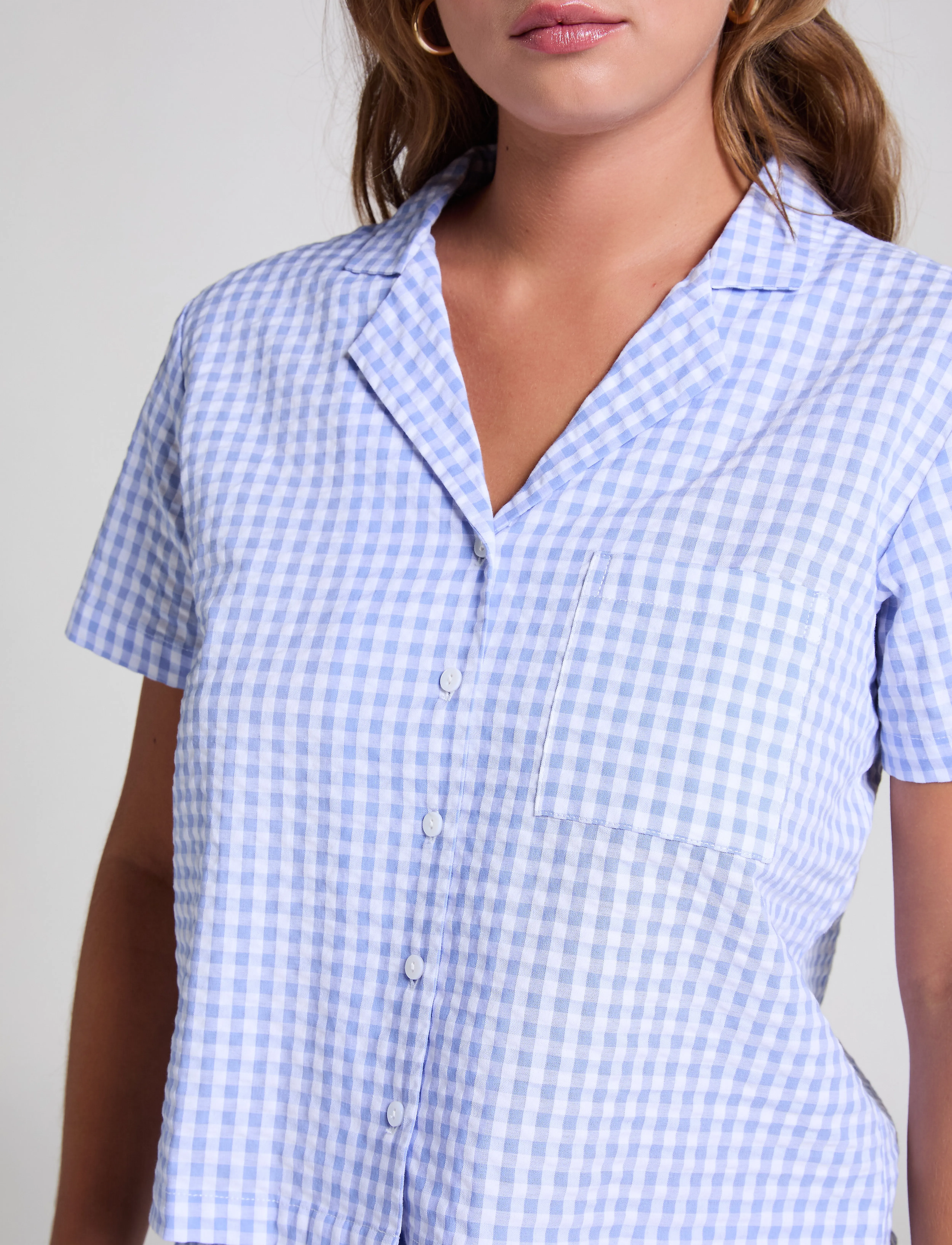 Hunkemöller JACKET SS SEERSUCKER CHECK - Hunkemöller - HKM BLUE / blue