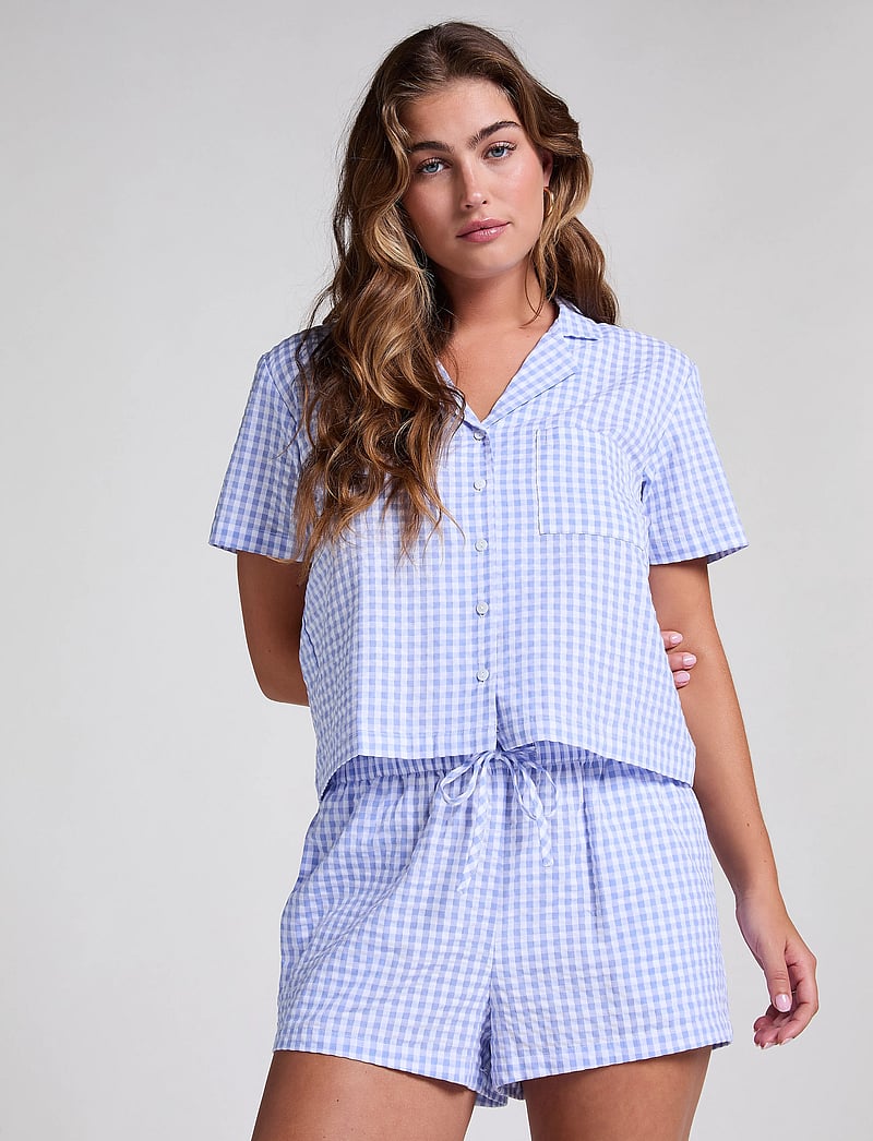 Hunkemöller - JACKET SS SEERSUCKER CHECK - oberteile - hkm blue - 3