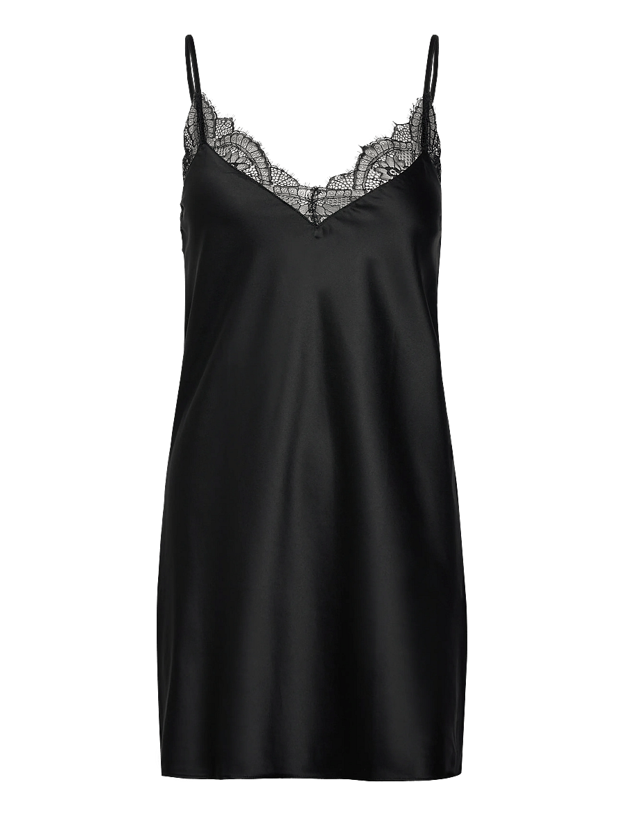 Hunkemöller - Sd Satin Lace - nattlinnen - black - 0