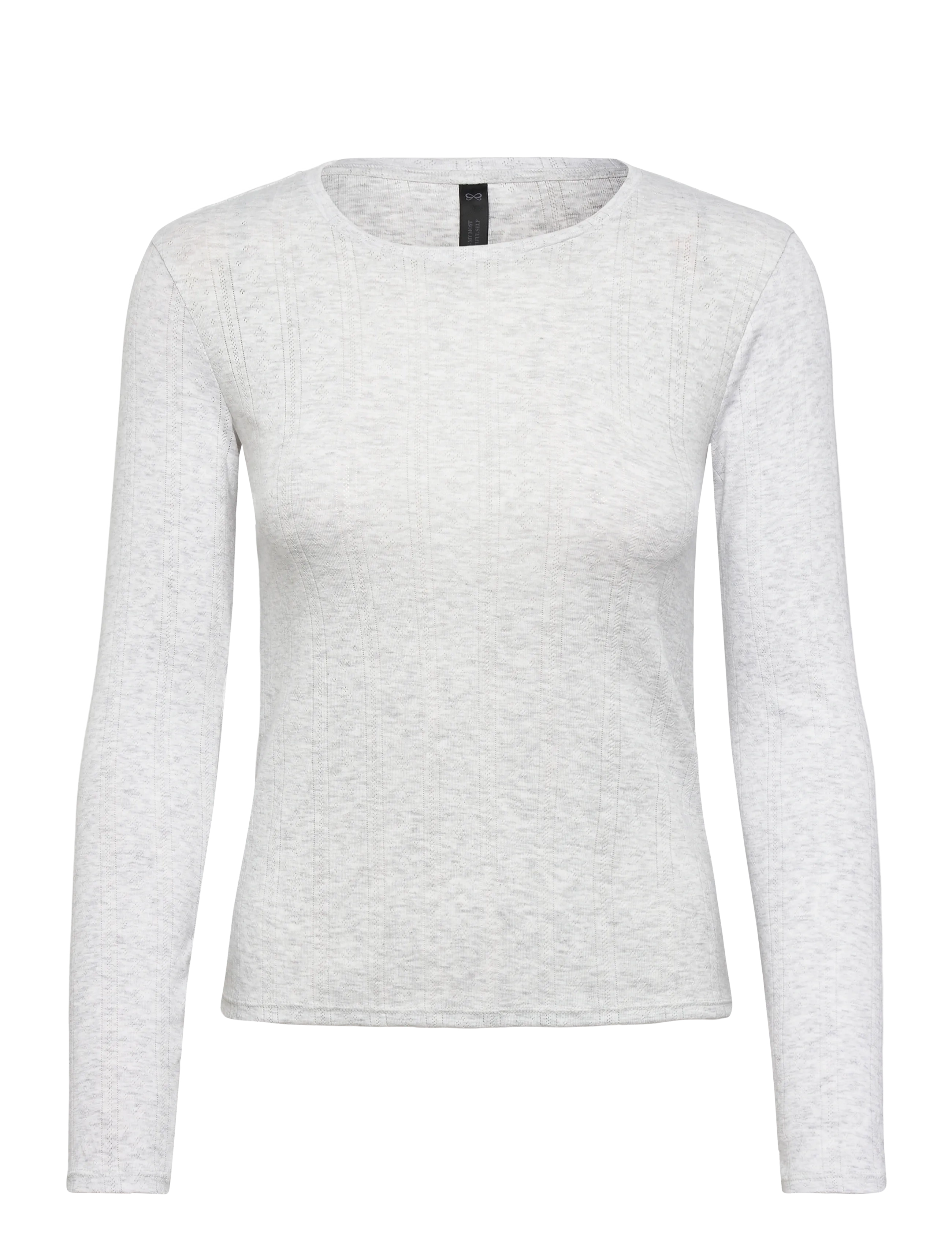 TOP LS POINTELLE - WHITE GREY MELEE