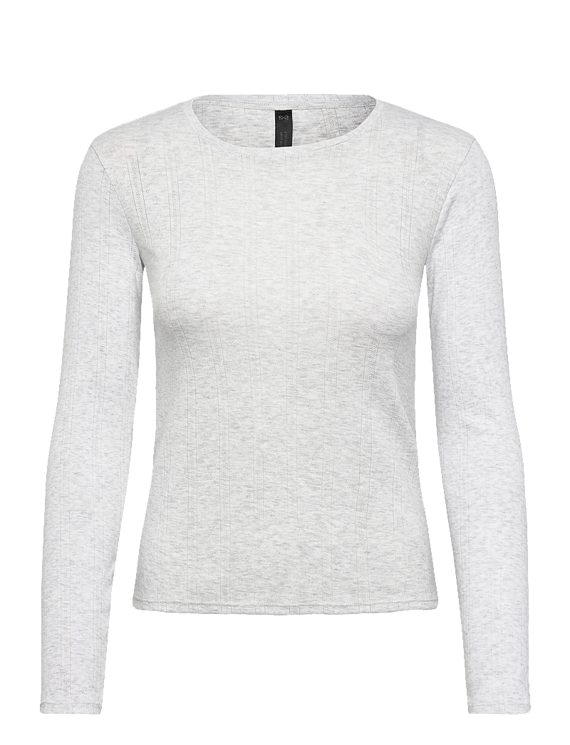 Hunkemöller - TOP LS POINTELLE - Överdelar - white grey melee - 0
