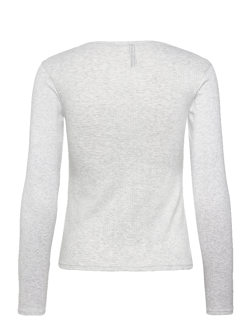 Hunkemöller - TOP LS POINTELLE - Överdelar - white grey melee - 1