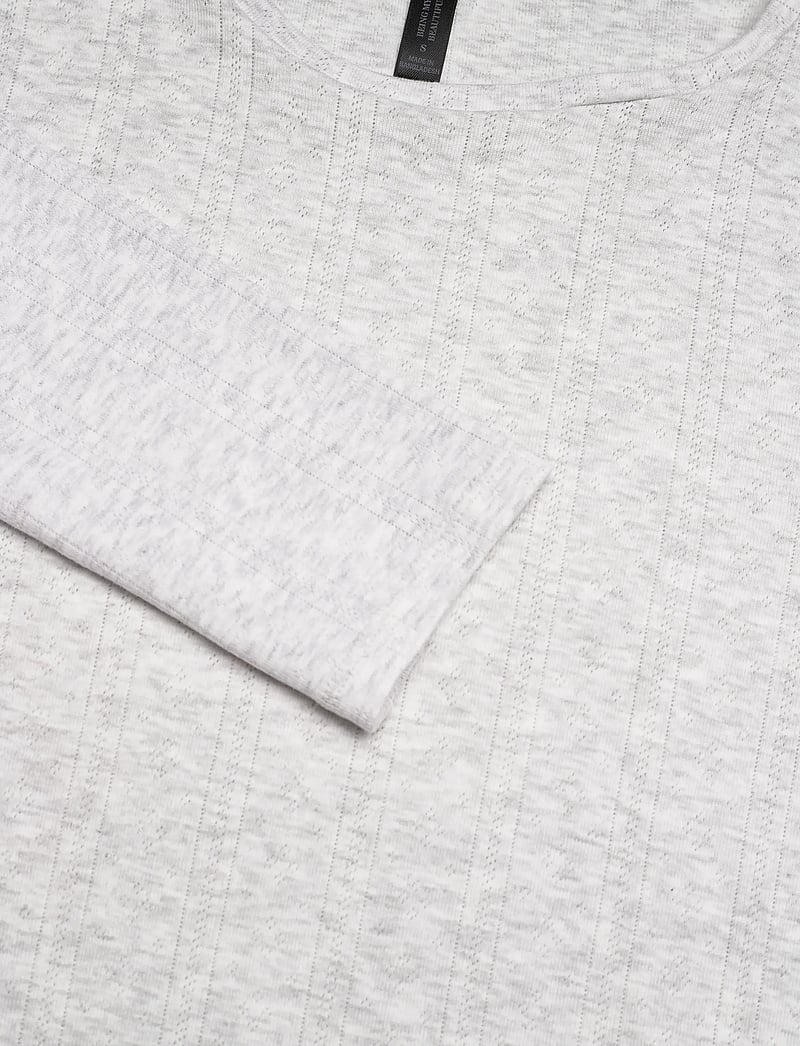 Hunkemöller - TOP LS POINTELLE - Överdelar - white grey melee - 2