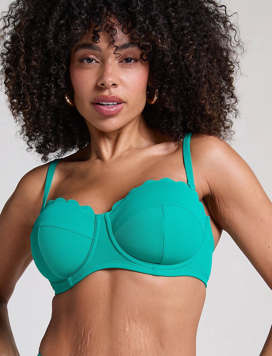 Hunkemöller - SCALLOP PB - tugikaartega bikiinirinnahoidjad - hkm green - 0