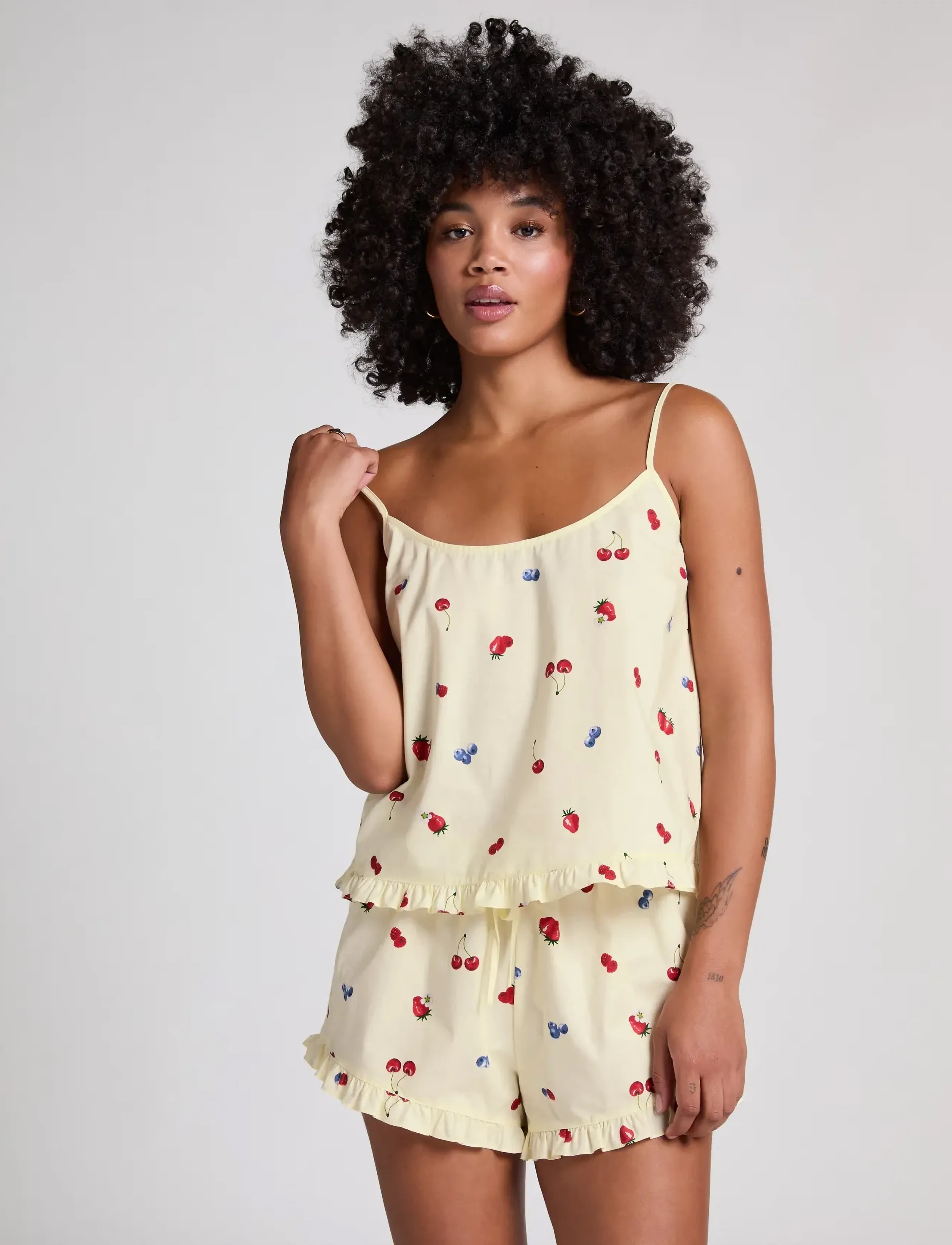 Hunkemöller - CAMI WOVEN RUFFLE FRUIT - overdele - hkm yellow - 4