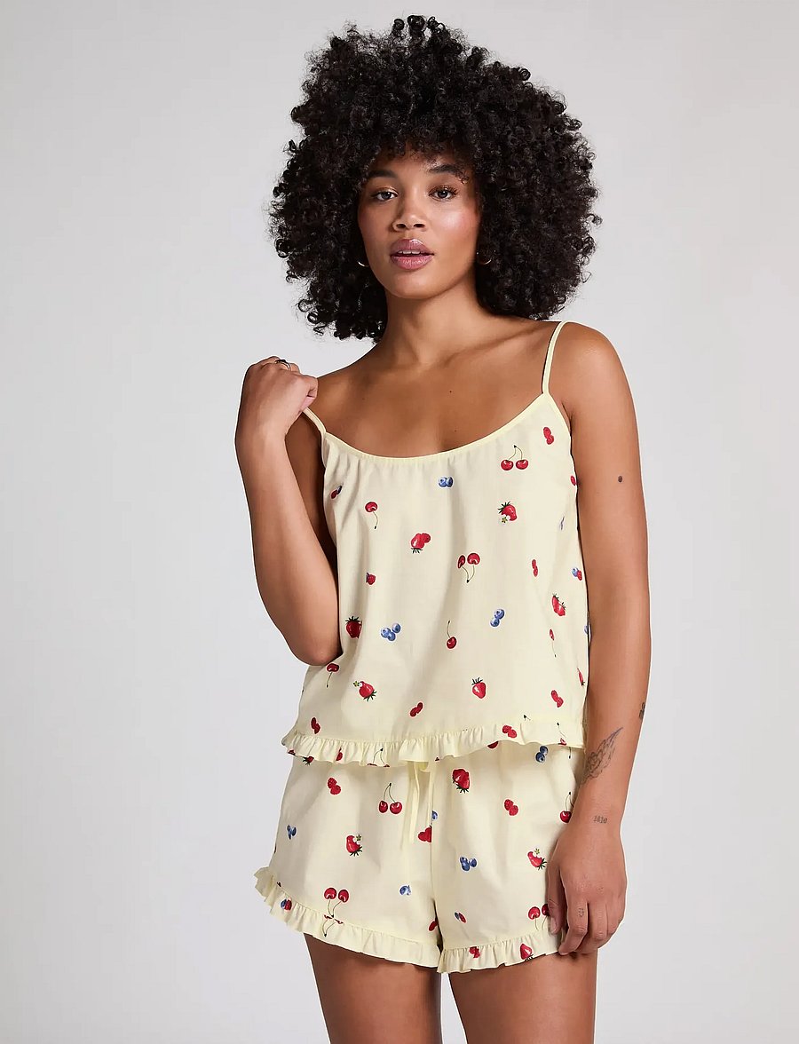 Hunkemöller - CAMI WOVEN RUFFLE FRUIT - oberteile - hkm yellow - 4