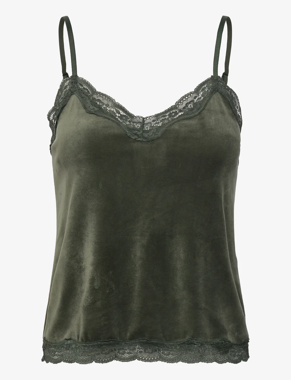 Hunkemöller - CAMI VELOURS SCALLOP LACE - overdele - climbing ivy - 0