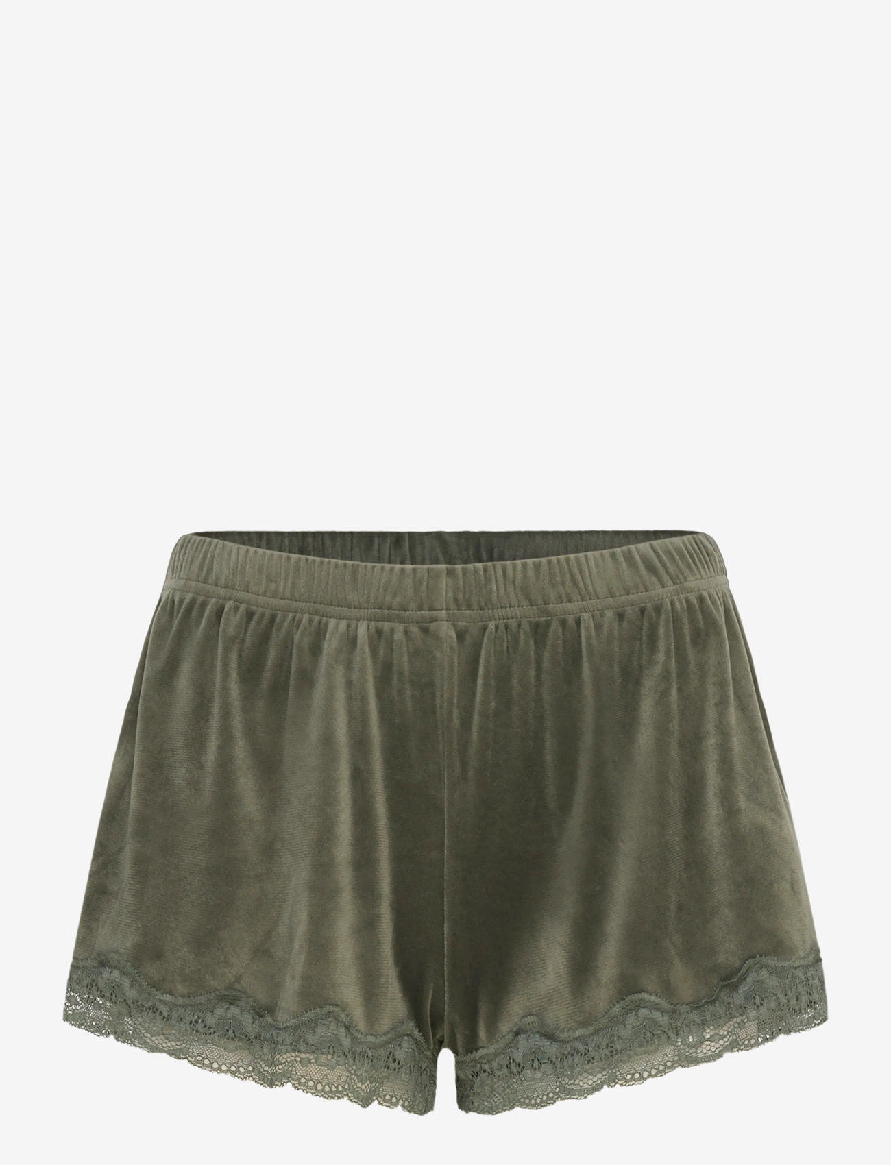 Hunkemöller - SHORT VELOURS SCALLOP LACE - shorts - climbing ivy - 0