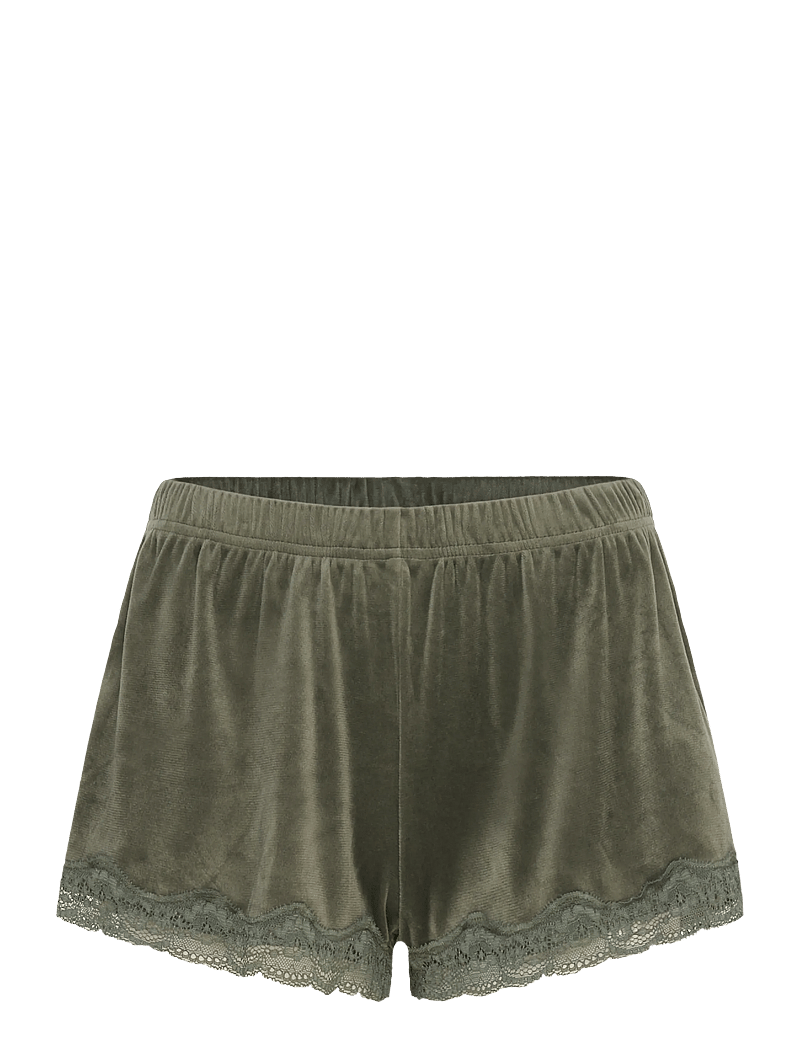 Hunkemöller - SHORT VELOURS SCALLOP LACE - shorts - climbing ivy - 0