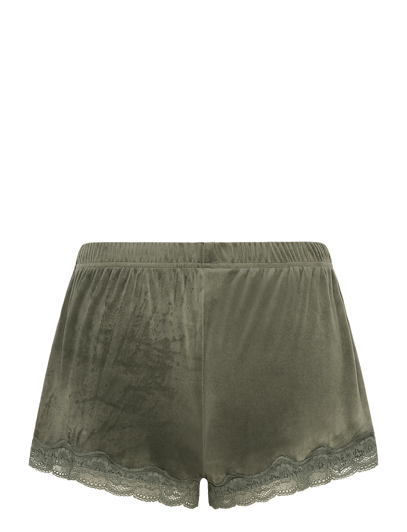 Hunkemöller - SHORT VELOURS SCALLOP LACE - shorts - climbing ivy - 1