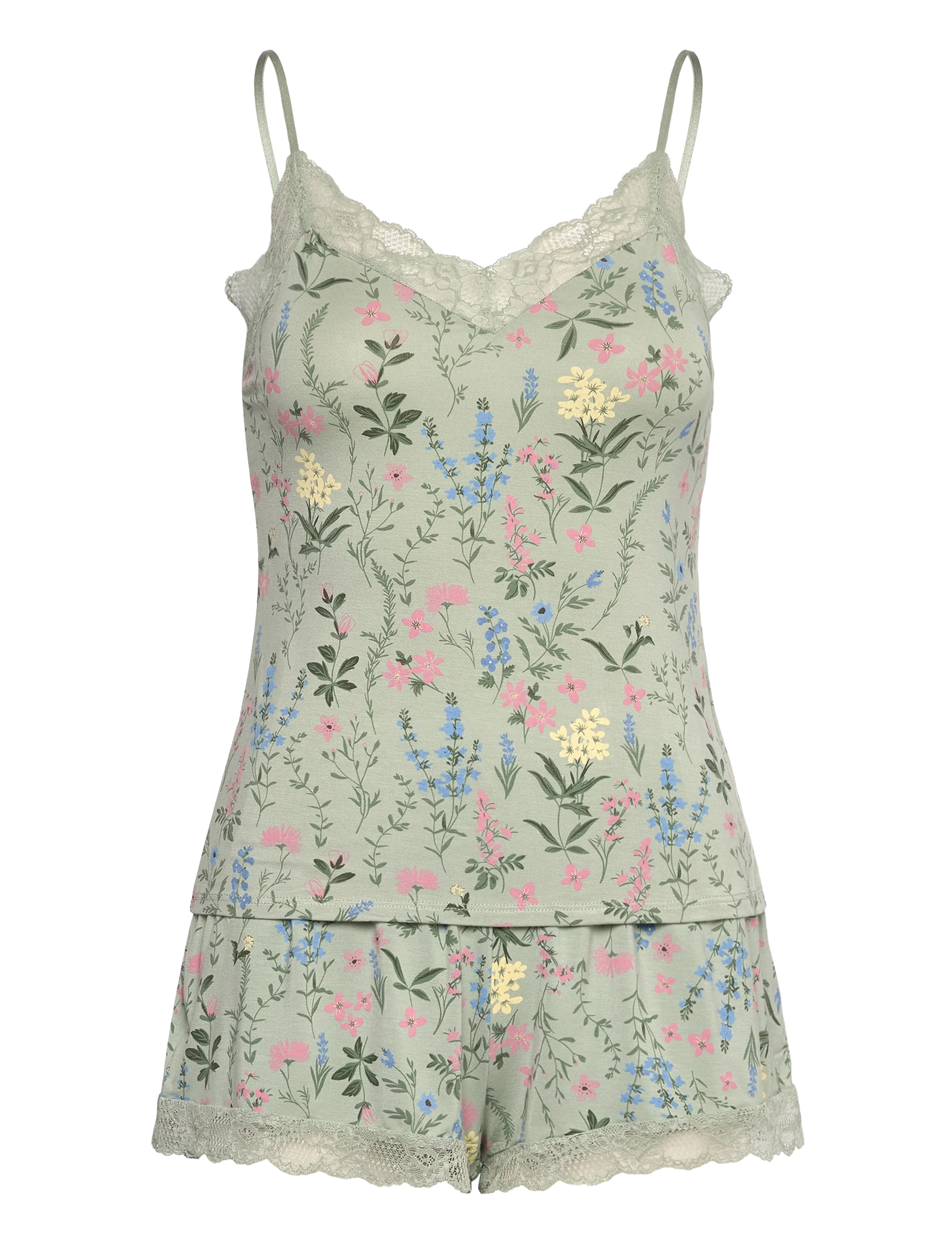 Hunkemöller Cami Short Pyjama Set - Nyheder - HKM GREEN / green