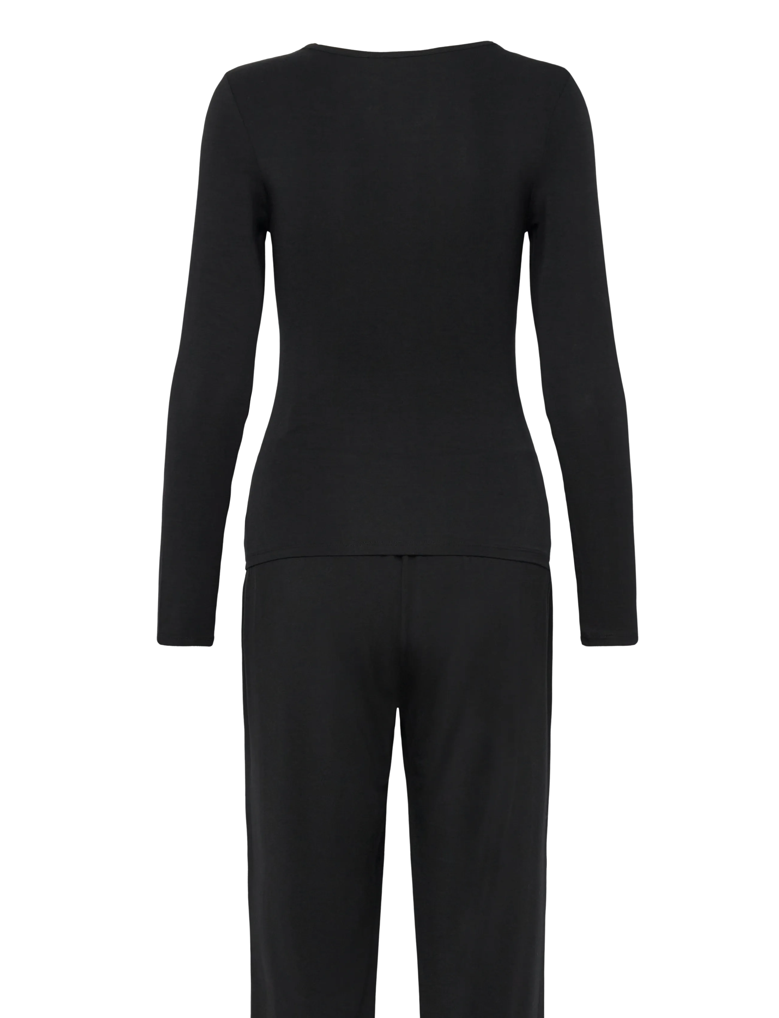Hunkemöller - Pj Ls Jersey Modal Lace Nana - pysjamas - black - 1