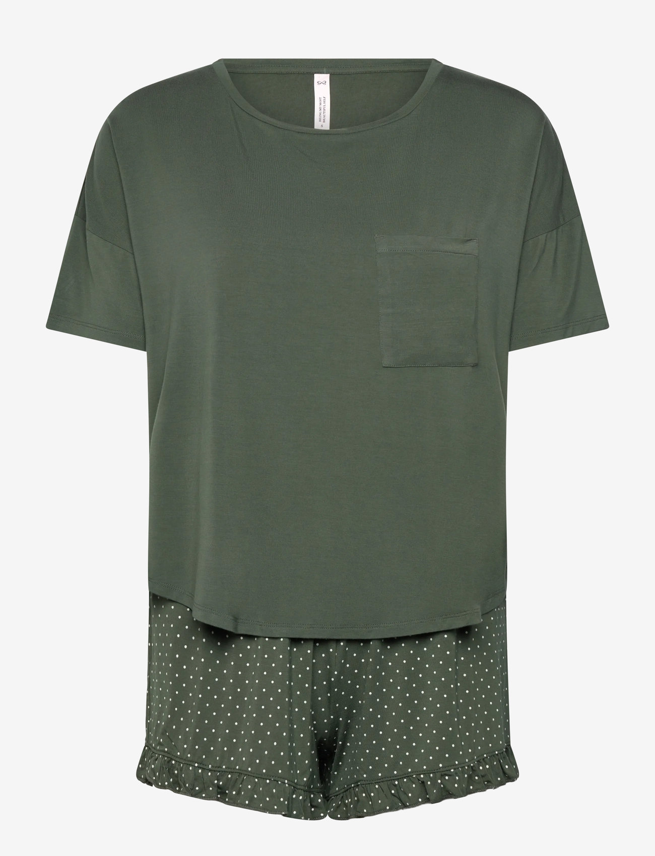 Hunkemöller - PJ SHORT JERSEY LOOSEFIT DOT - pyjamas - hkm green - 0