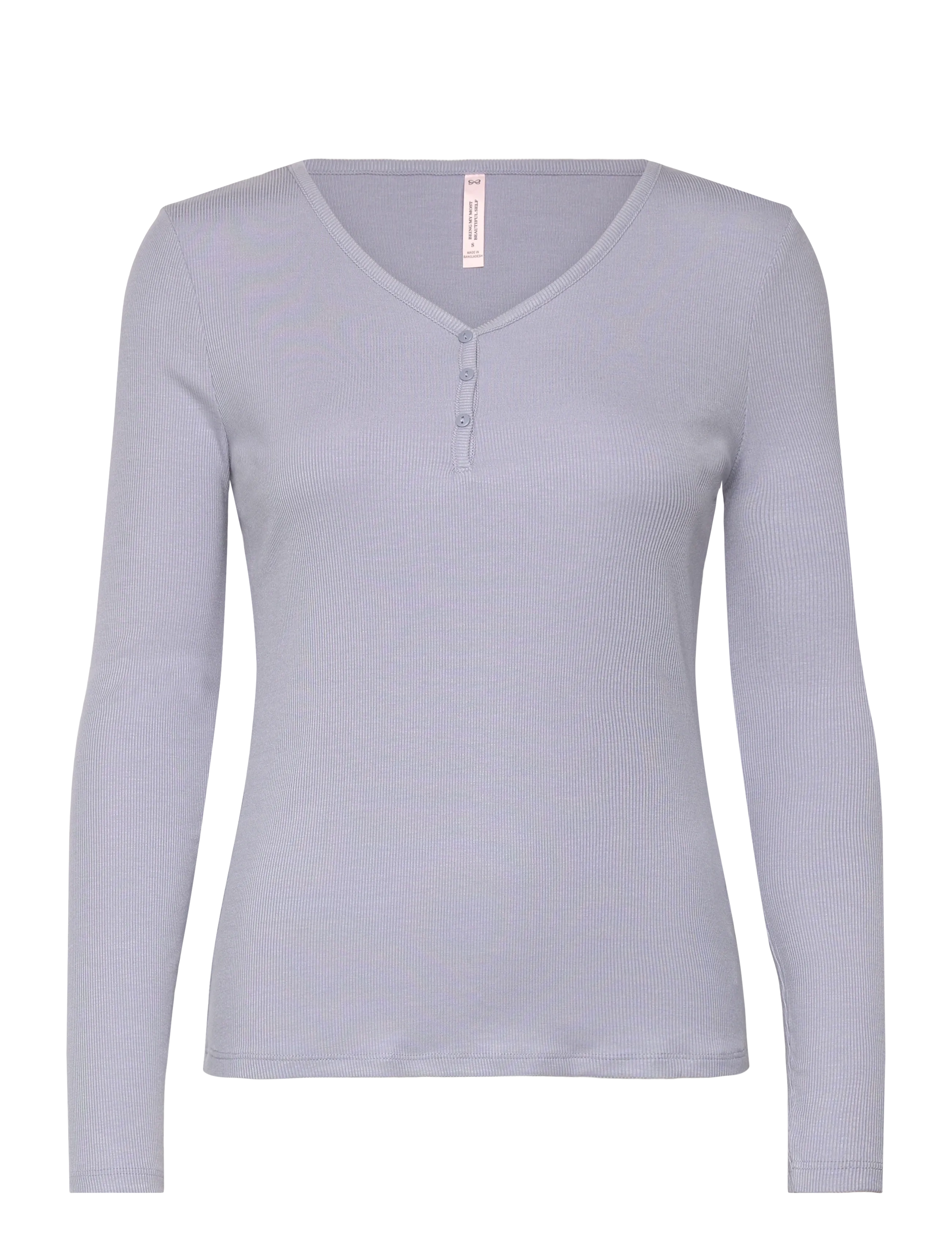 TOP LS RIB MODAL HENLEY - HKM PURPLE