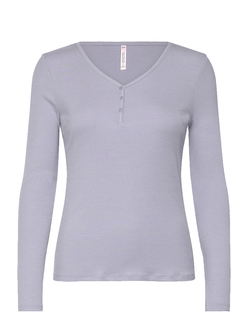 Hunkemöller - TOP LS RIB MODAL HENLEY - oberteile - hkm purple - 1