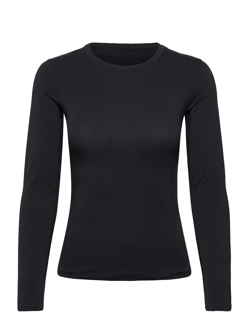 Hunkemöller - TOP LS SOFT COTTON - oberteile - black - 0
