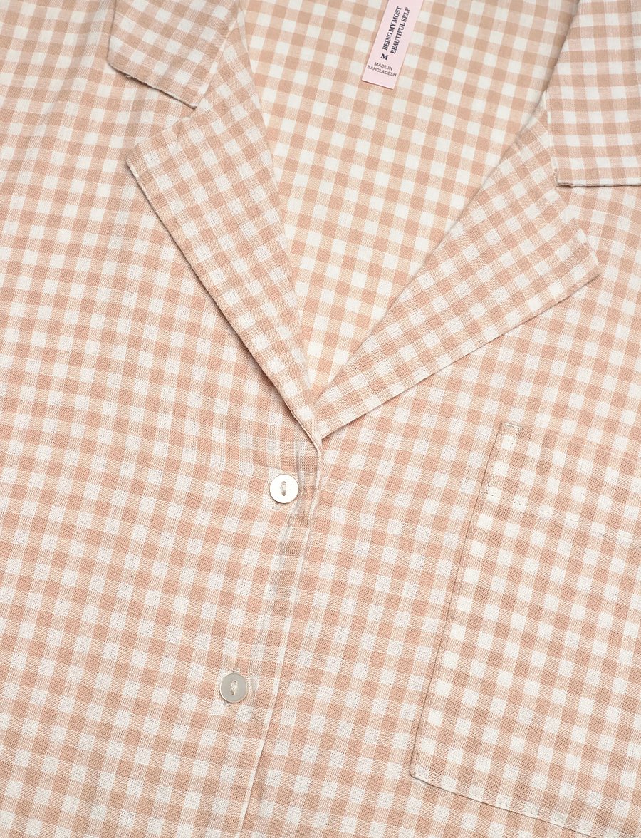 Hunkemöller - Jacket Linen Check - Överdelar - snow white - 2
