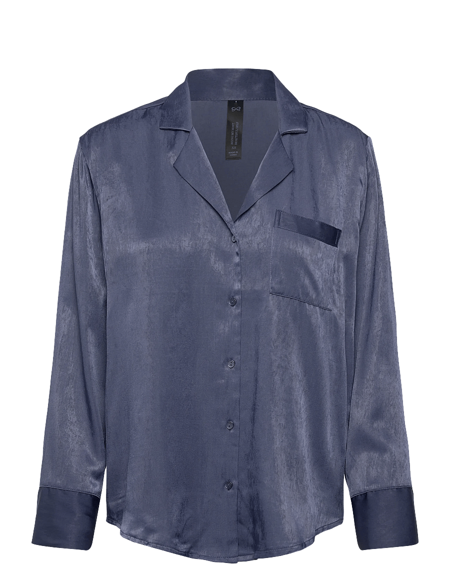 Hunkemöller - JACKET LS SATIN AYLA - toppar - vintage indigo - 0