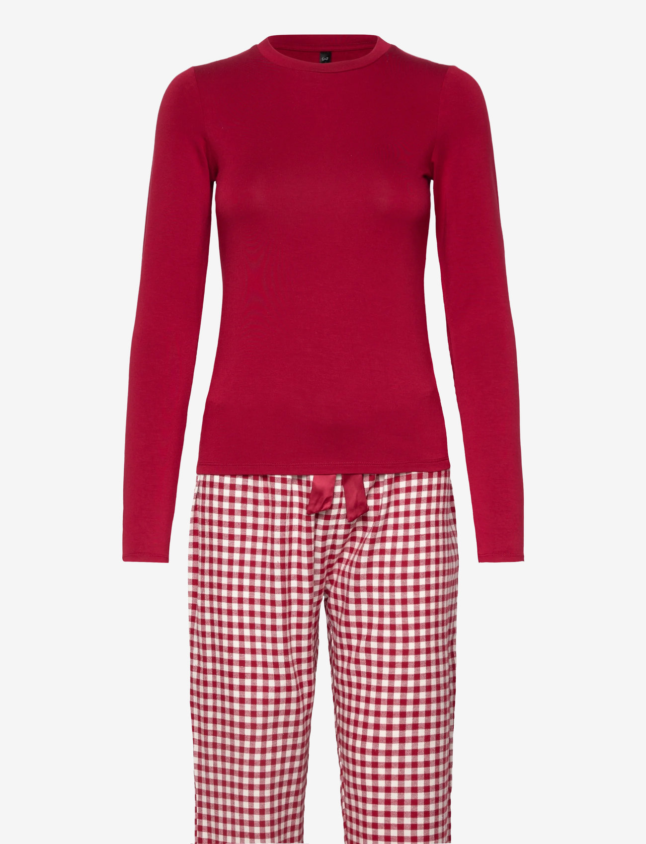 Hunkemöller - PJ SET LS TOP TWILL CHECK - julpyjamas - red dahlia - 0