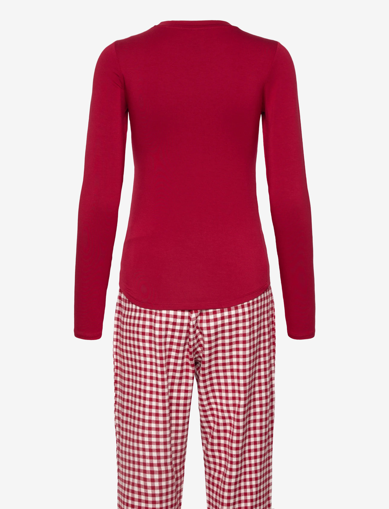 Hunkemöller - PJ SET LS TOP TWILL CHECK - julpyjamas - red dahlia - 1