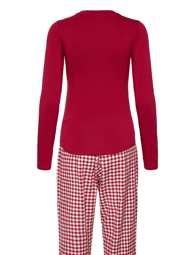 Hunkemöller - PJ SET LS TOP TWILL CHECK - weihnachts-pyjamas - red dahlia - 1