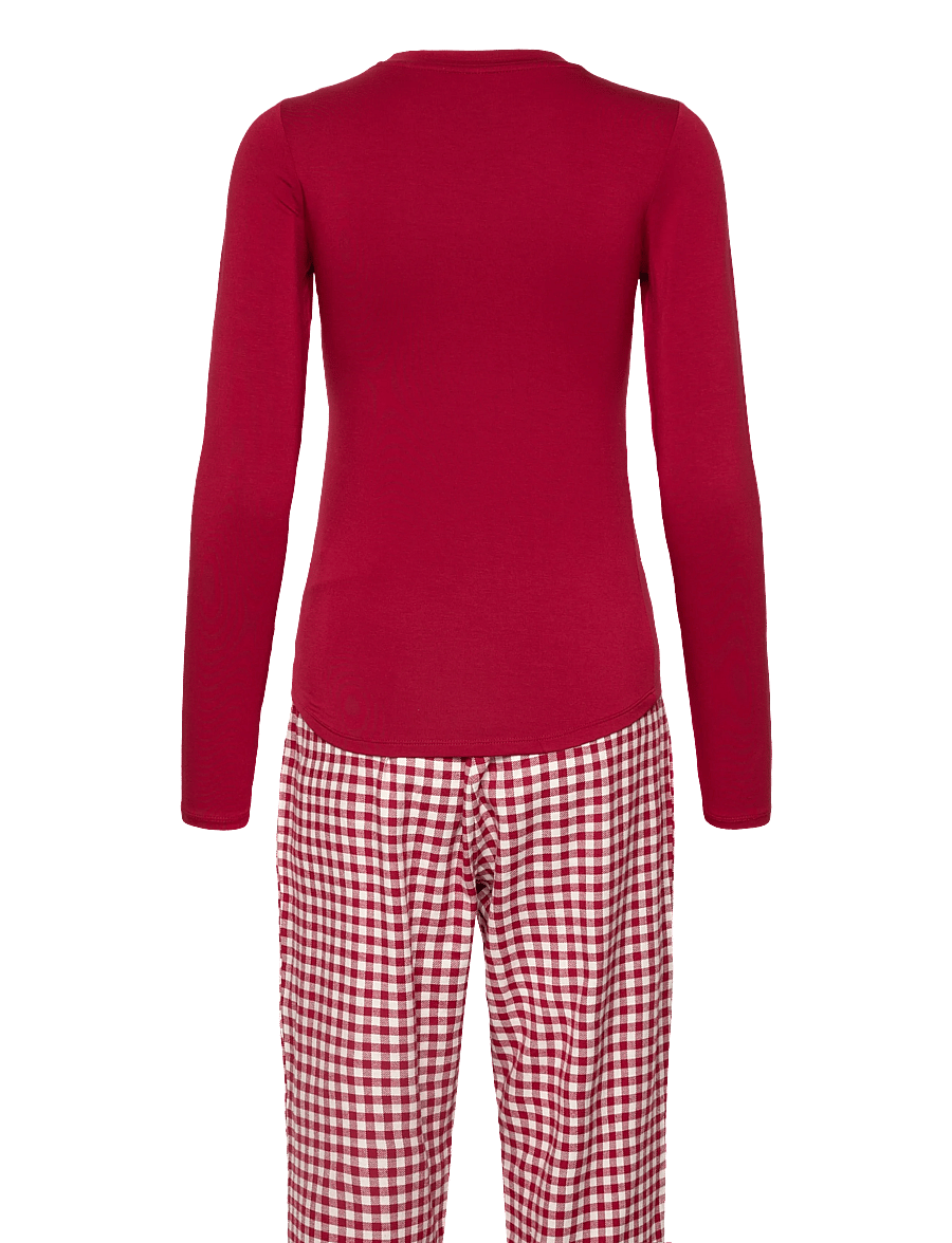 Hunkemöller - PJ SET LS TOP TWILL CHECK - pyjamas - red dahlia - 1