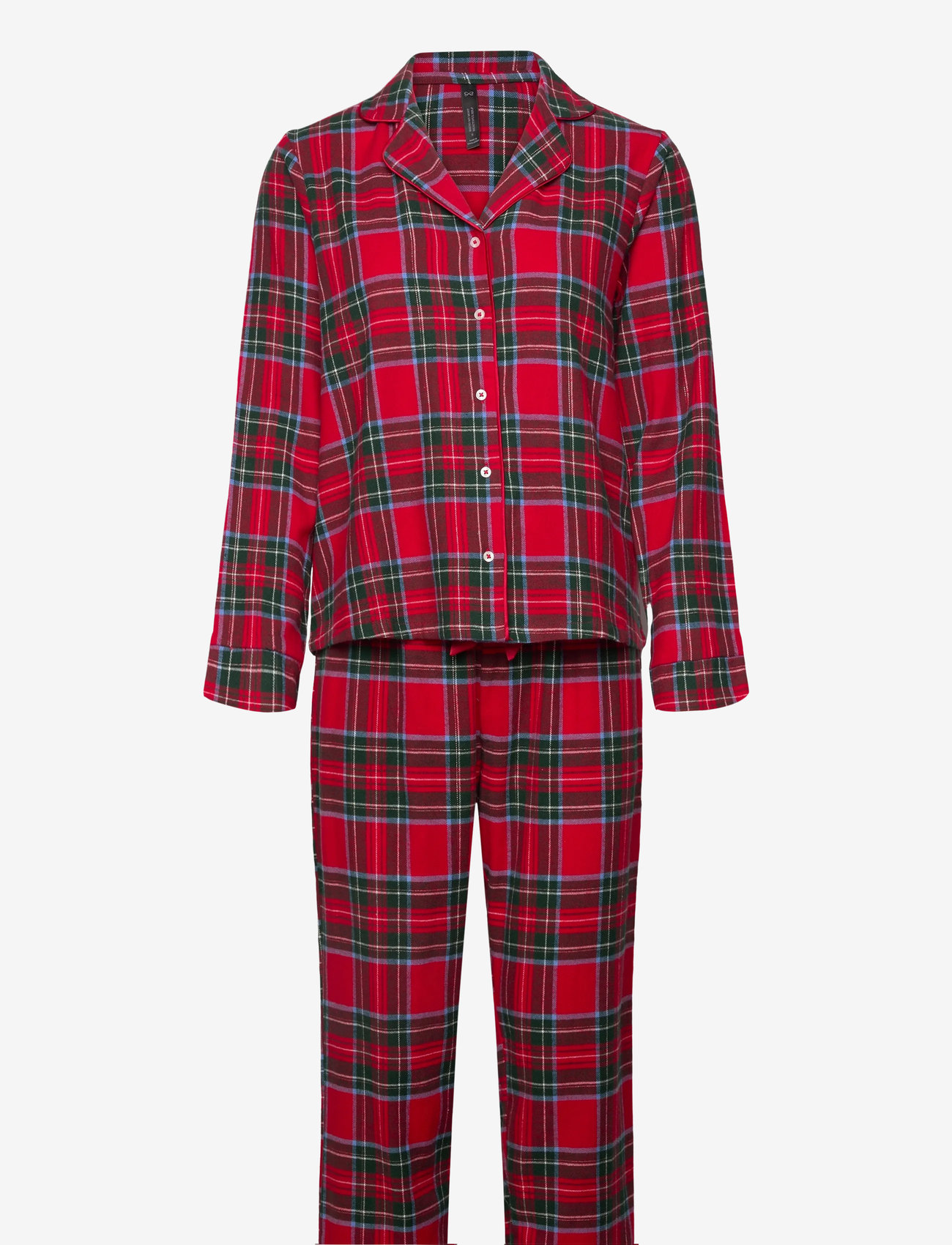 Hunkemöller - PJ LS FLANNEL TWILL CHECK - julpyjamas - salsa - 0