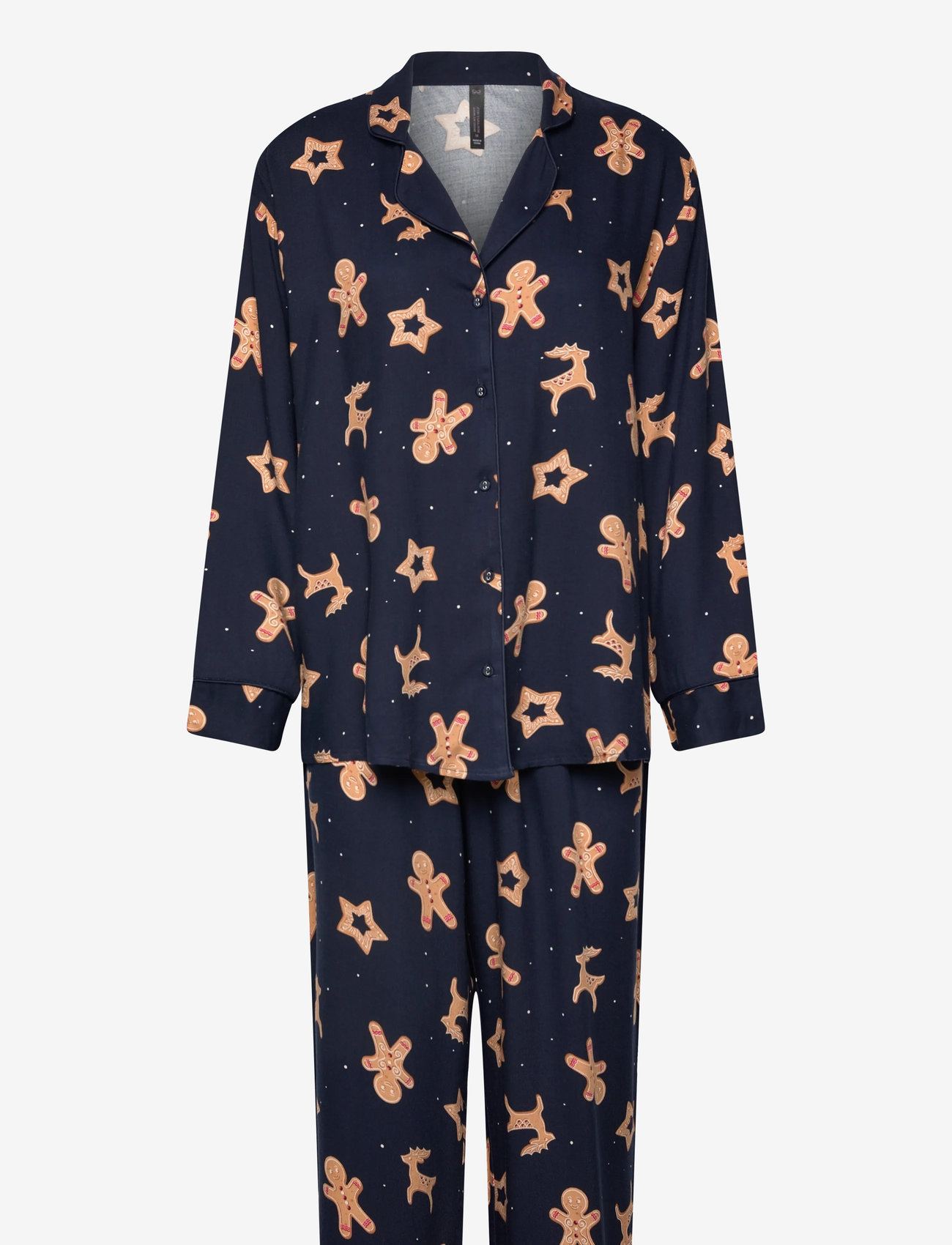 Hunkemöller - PJ LS VIS TWILL GINGER - julpyjamas - peacoat - 0