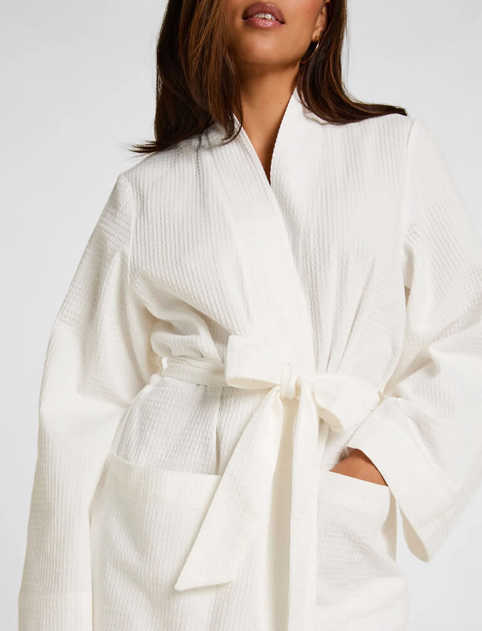 Hunkemöller - KIMONO SHORT WAFFLE - hkm white - 3
