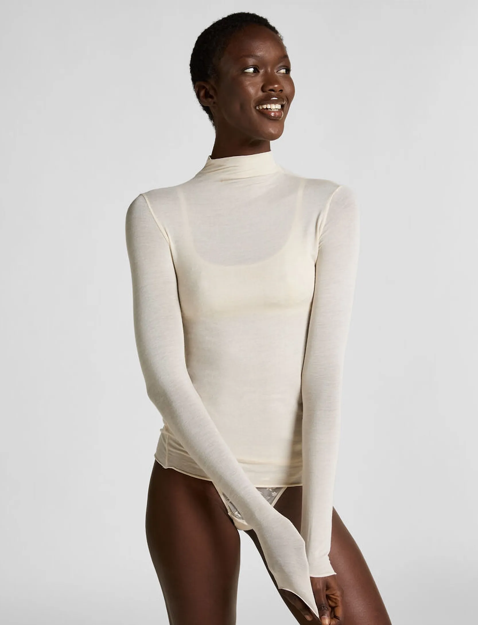 Hunkemöller - TOP LS TURTLENECK INTIMATES - kashmir - hkm white - 0