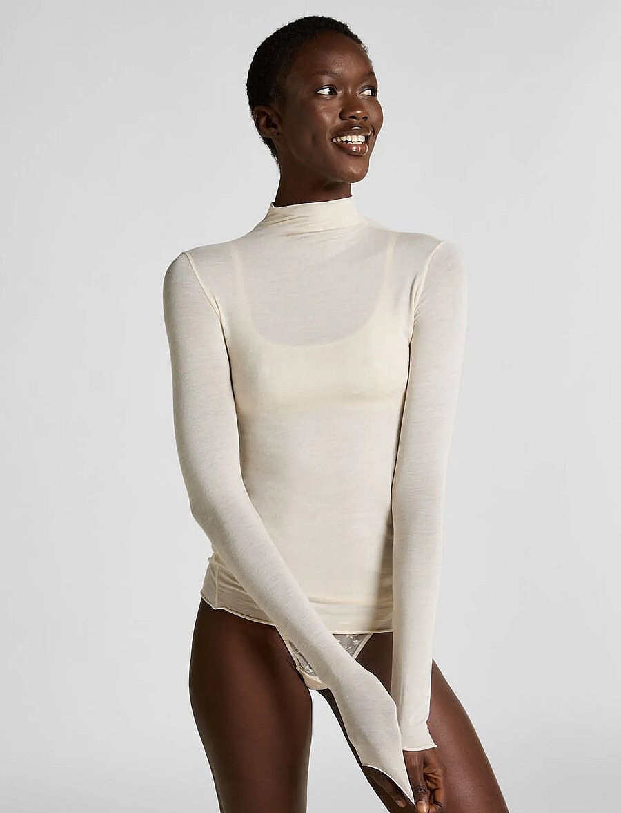 Hunkemöller - TOP LS TURTLENECK INTIMATES - kashmir - hkm white - 0