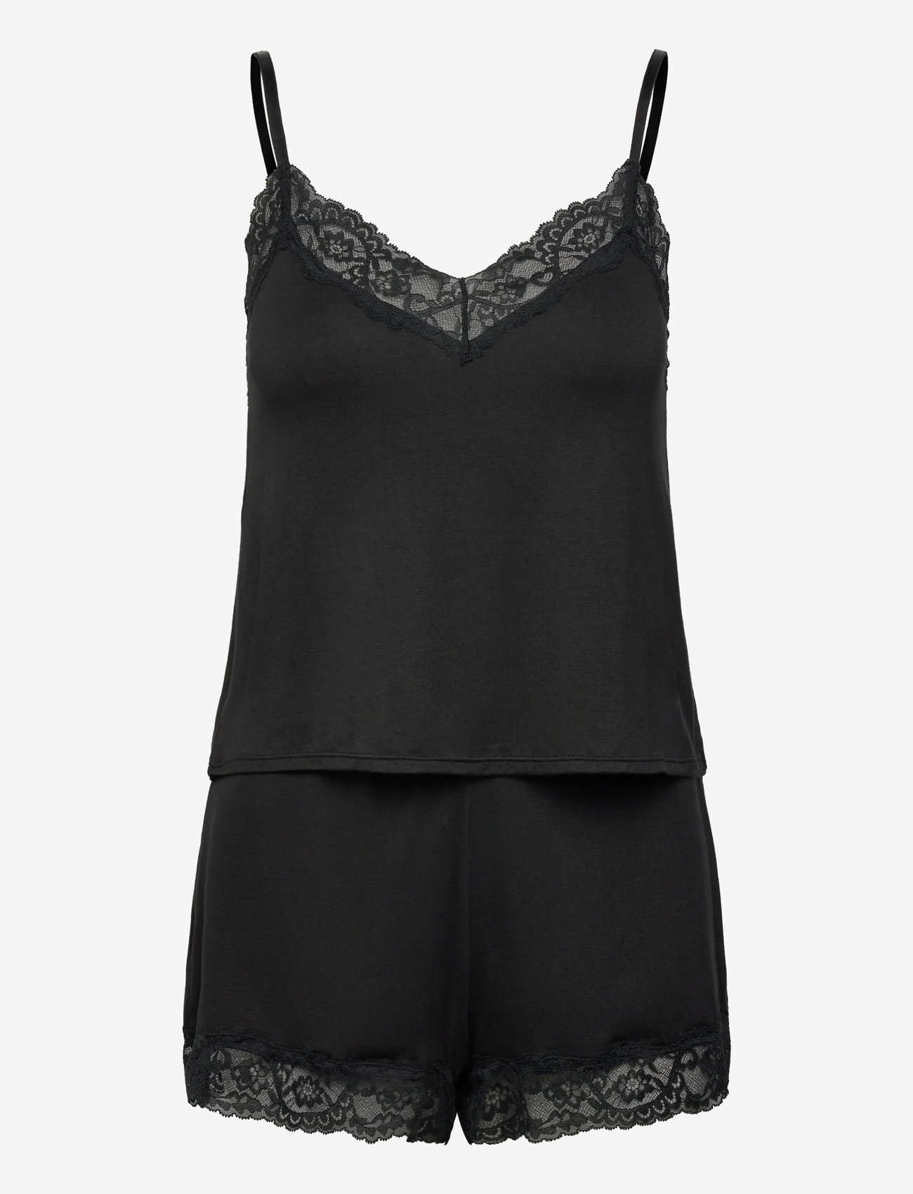 Hunkemöller - PJ CAMI JERSEY LACE NANA - black - 0