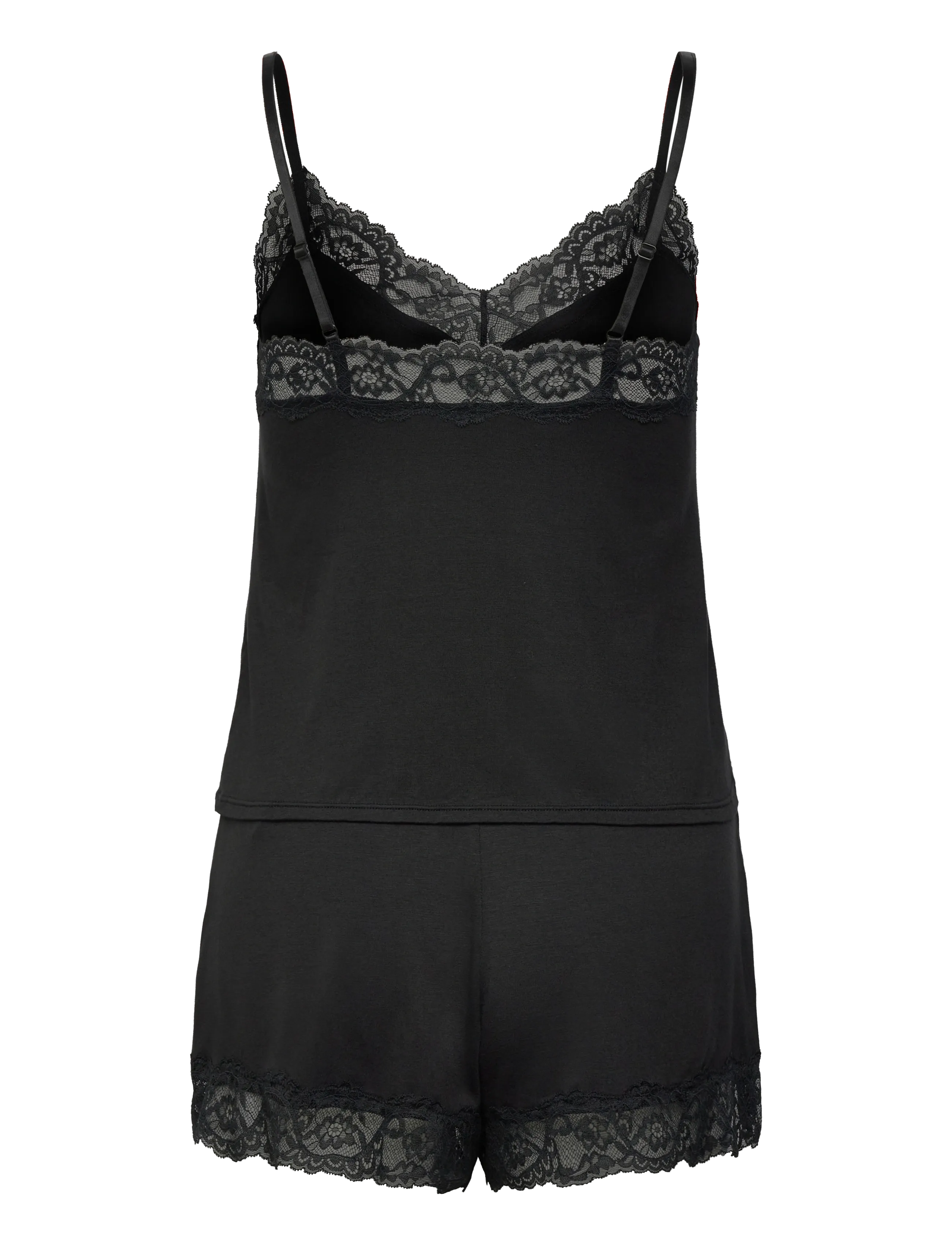 Hunkemöller - PJ CAMI JERSEY LACE NANA - black - 1