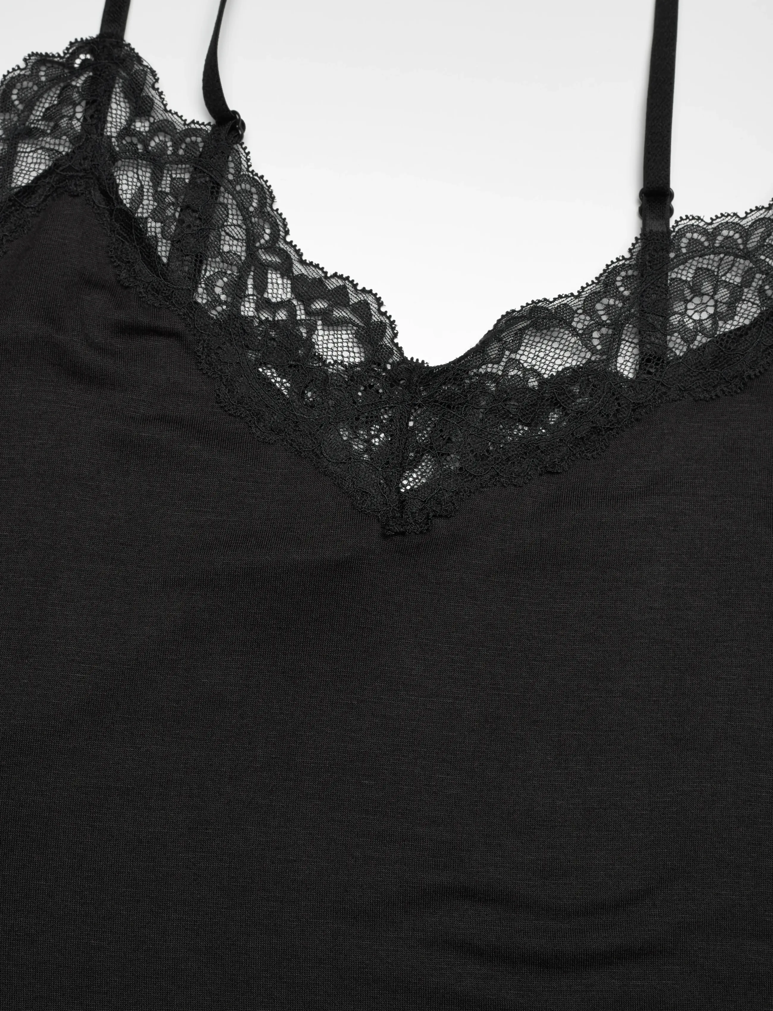 Hunkemöller - PJ CAMI JERSEY LACE NANA - black - 4