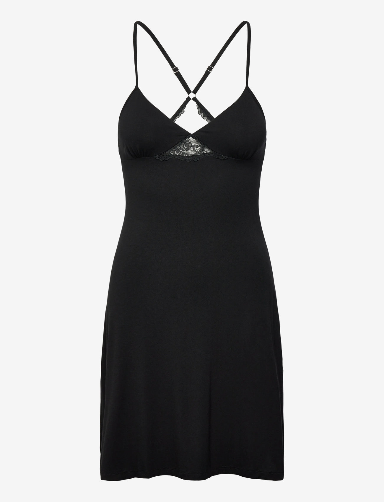 Hunkemöller - SD JERSEY LACE BACK DETAIL - nattlinnen - black - 0