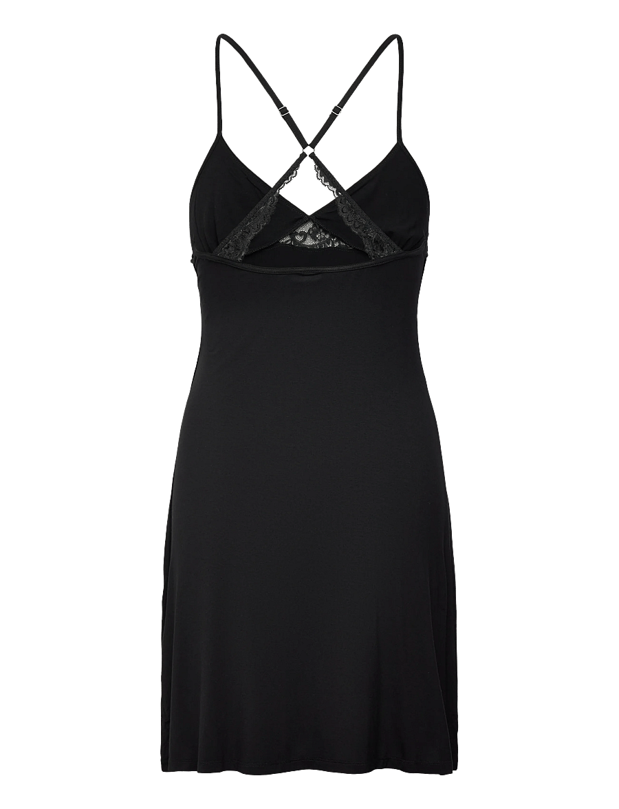 Hunkemöller - Sd Jersey Lace Back Detail - yöpaidat - black - 1