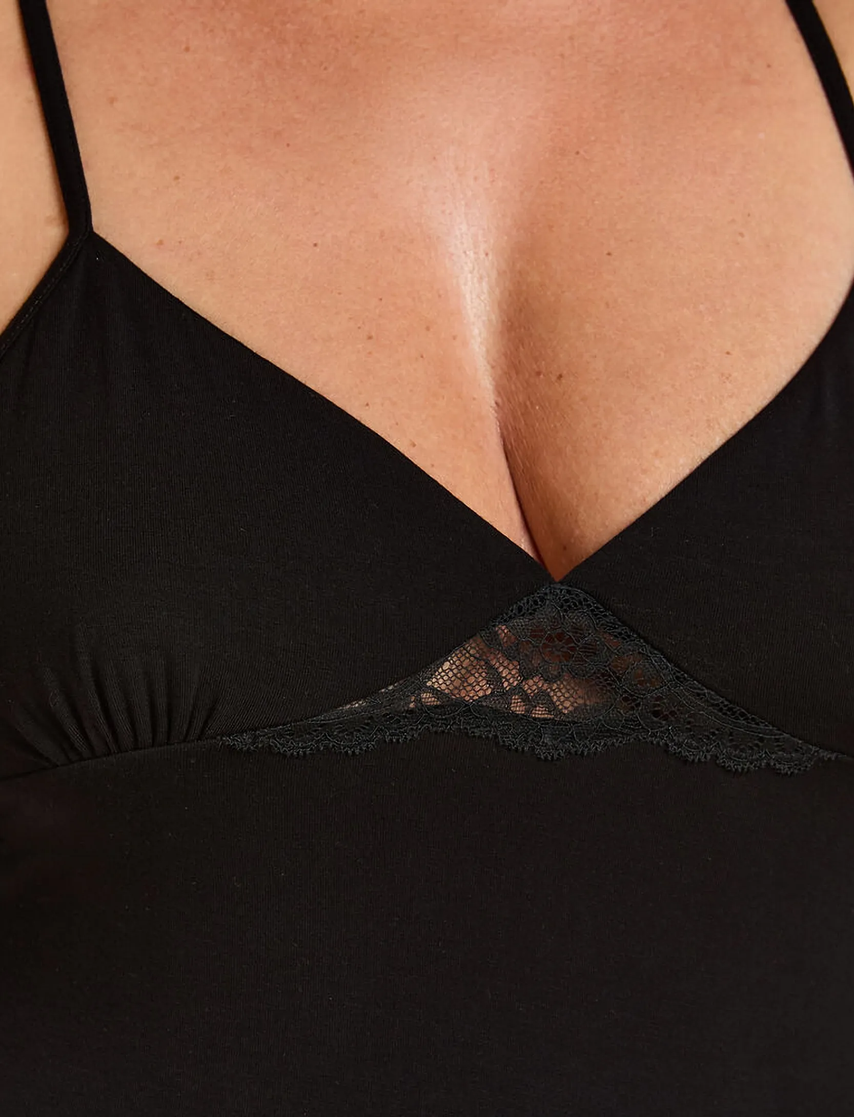 Hunkemöller - Sd Jersey Lace Back Detail - nattlinnen - black - 3