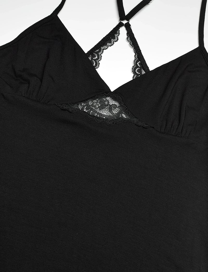 Hunkemöller - Sd Jersey Lace Back Detail - nachthemden - black - 2