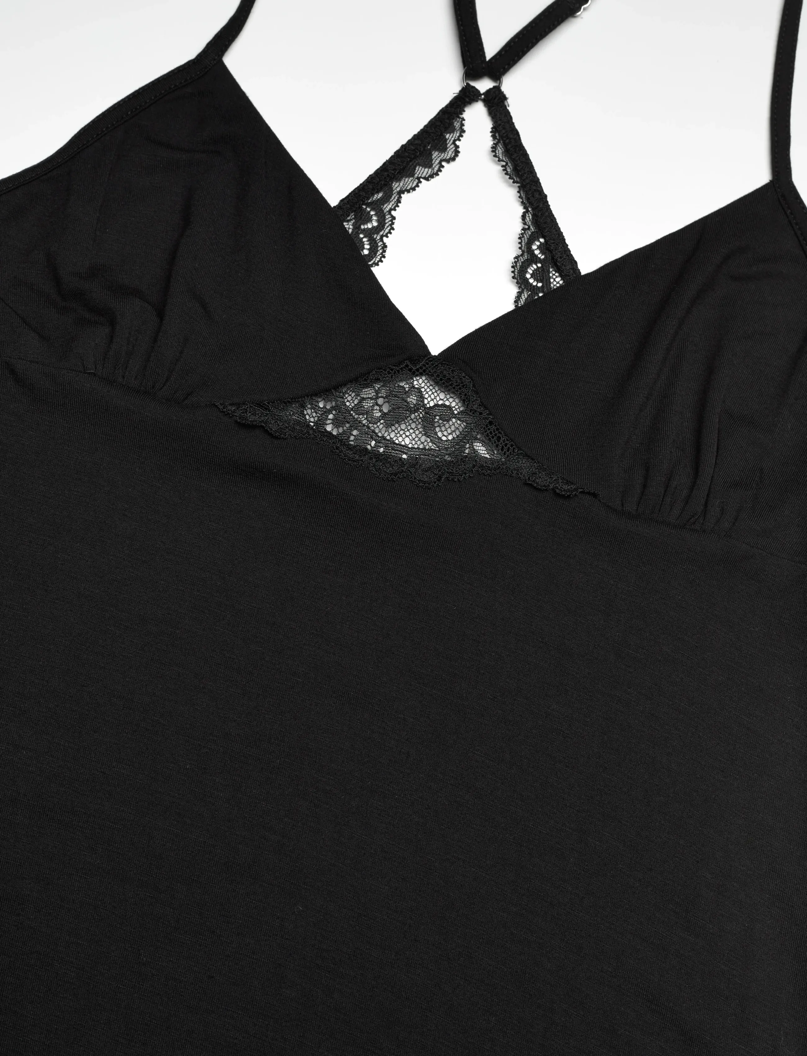 Hunkemöller - Sd Jersey Lace Back Detail - yöpaidat - black - 2