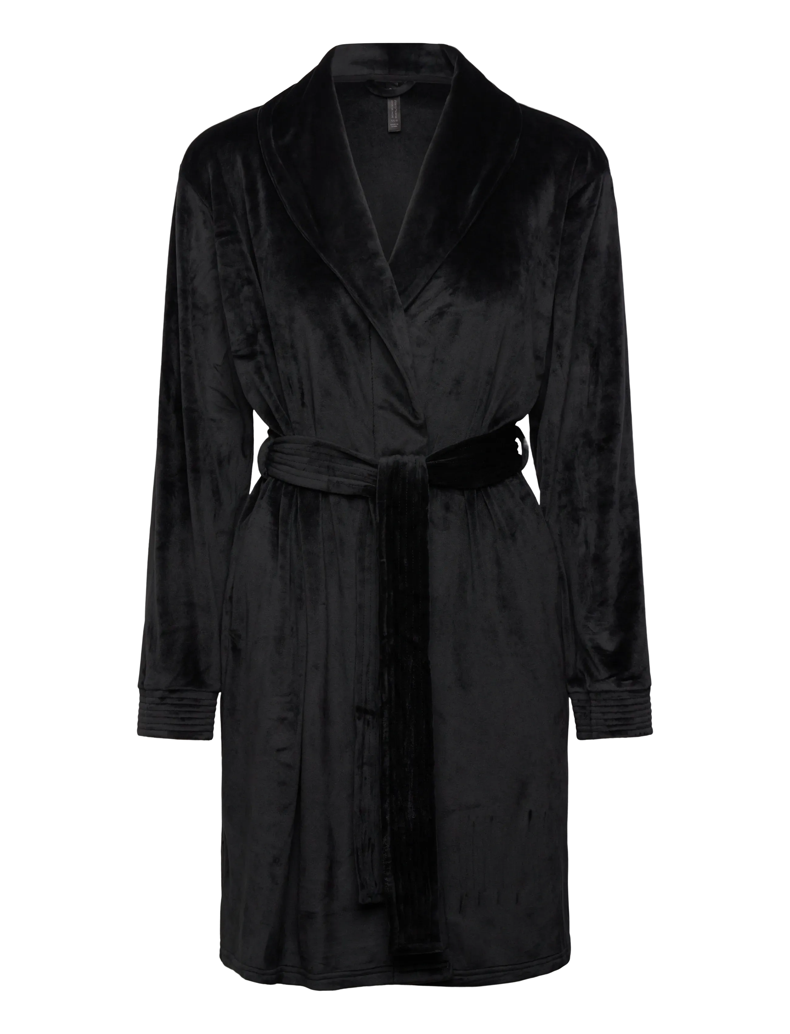 HUNKEMÖLLER Morgenmantel Kurz Velours Quilt Schwarz - M/L - Damen
