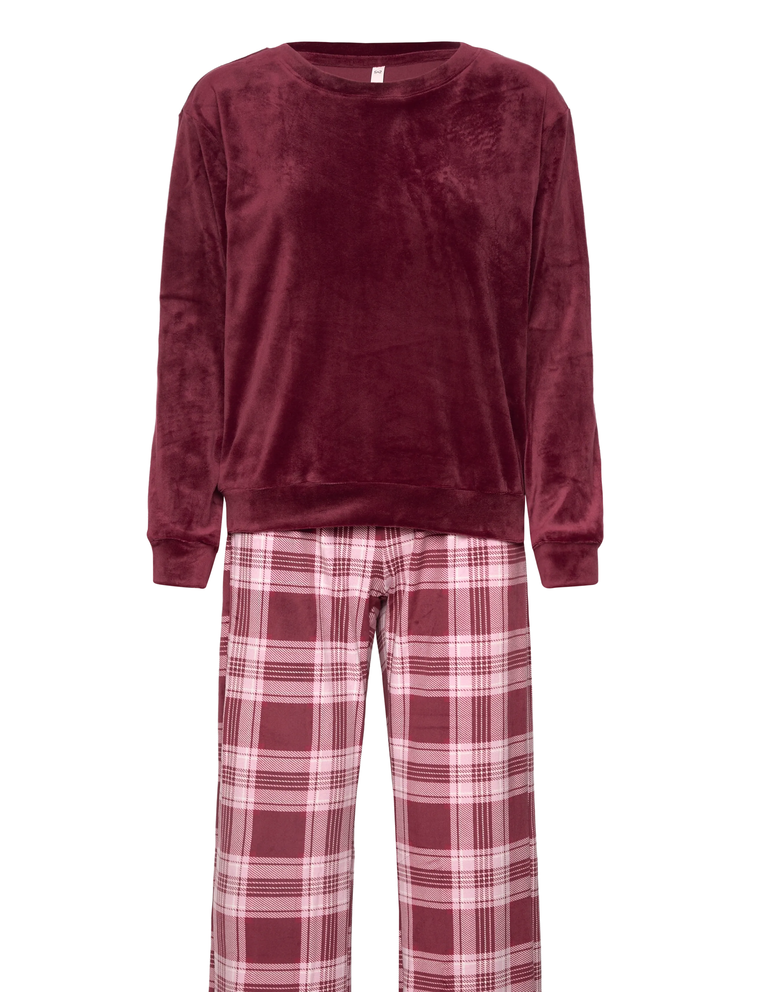 HUNKEMÖLLER Pj Set Ls Velours Check Rot - S - Damen