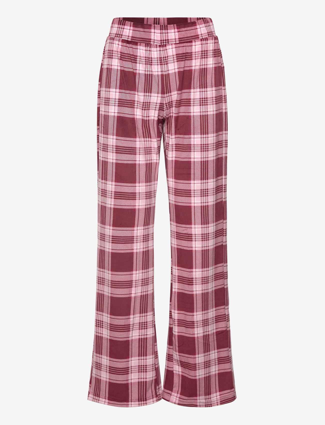 Hunkemöller - PJ SET LS VELOURS CHECK - geburtstagsgeschenke - tawny port - 2