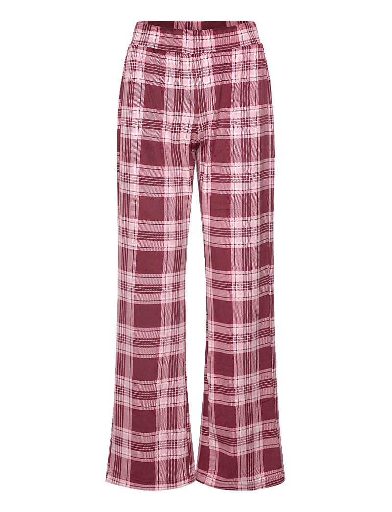 Hunkemöller - PJ SET LS VELOURS CHECK - pyjamas - tawny port - 2