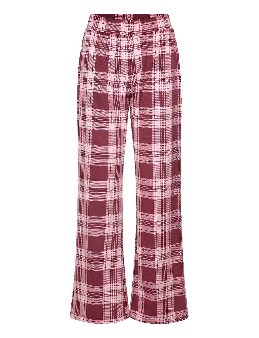 Hunkemöller - PJ SET LS VELOURS CHECK - pyjamas - tawny port - 2