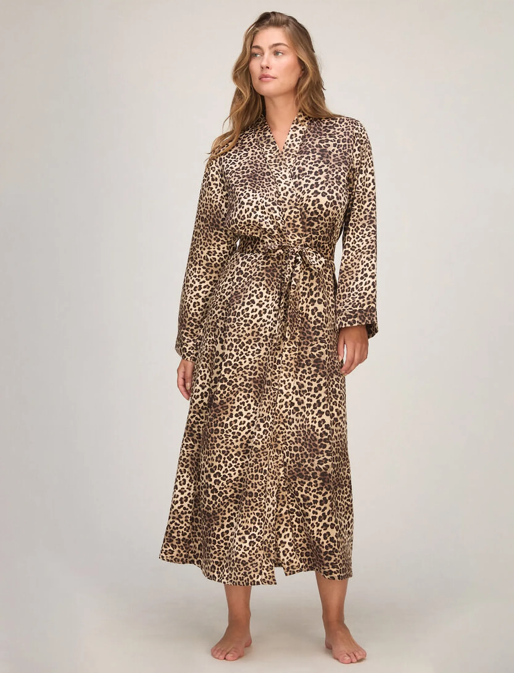 Hunkemöller - KIMONO LONG SATIN LEO - caviar - 0
