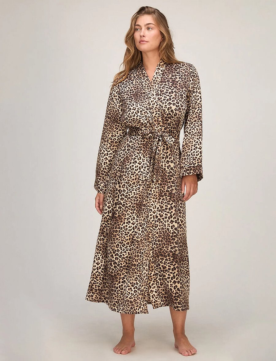 Hunkemöller - KIMONO LONG SATIN LEO - caviar - 0