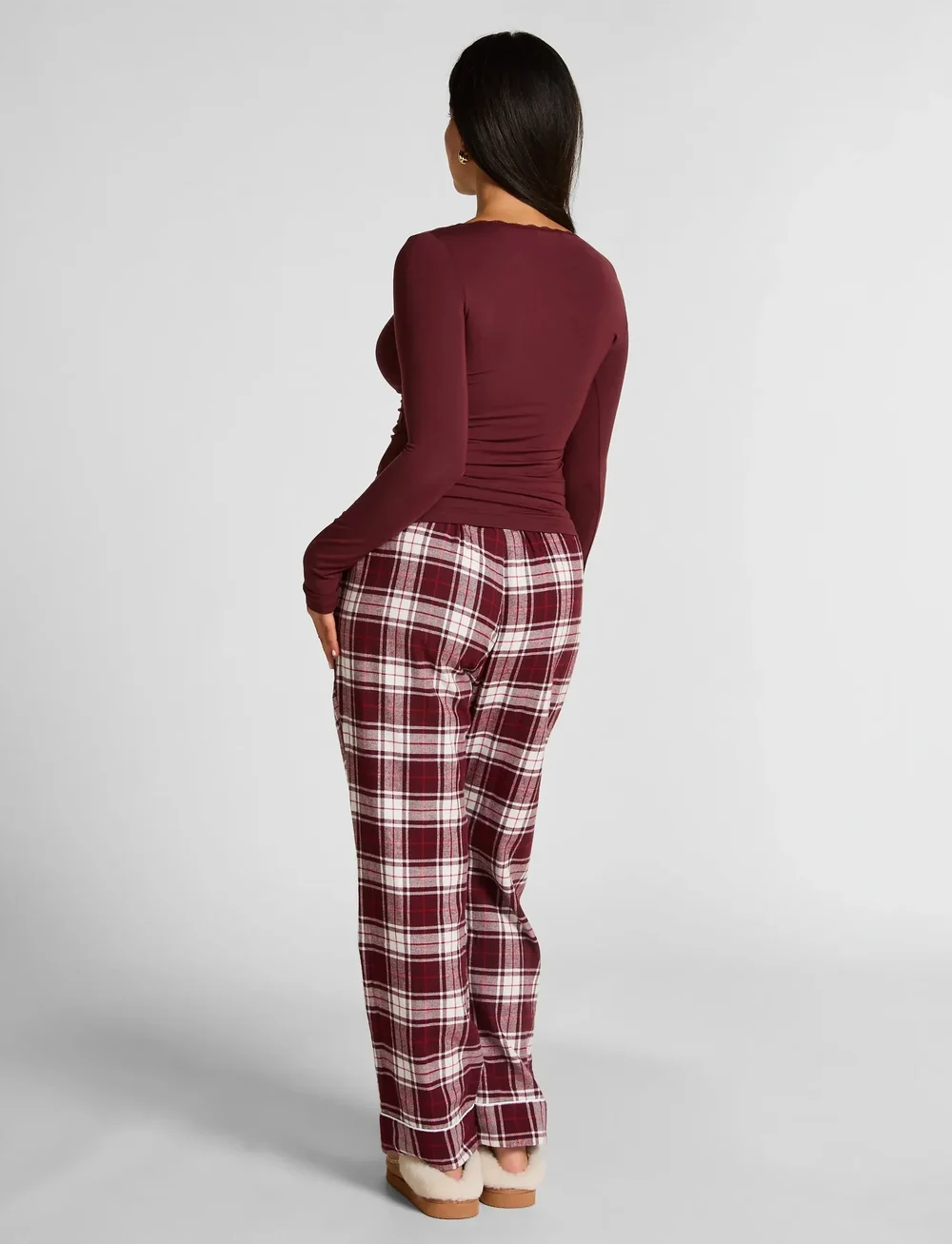 Hunkemöller - Longsleeved Jersey Pyjama Top - julepyjamas - windsor wine - 5