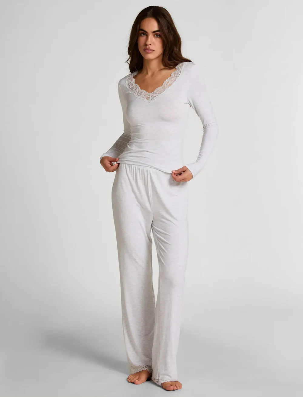 Hunkemöller - Pajama Set - pidžaamad - white grey melee - 0