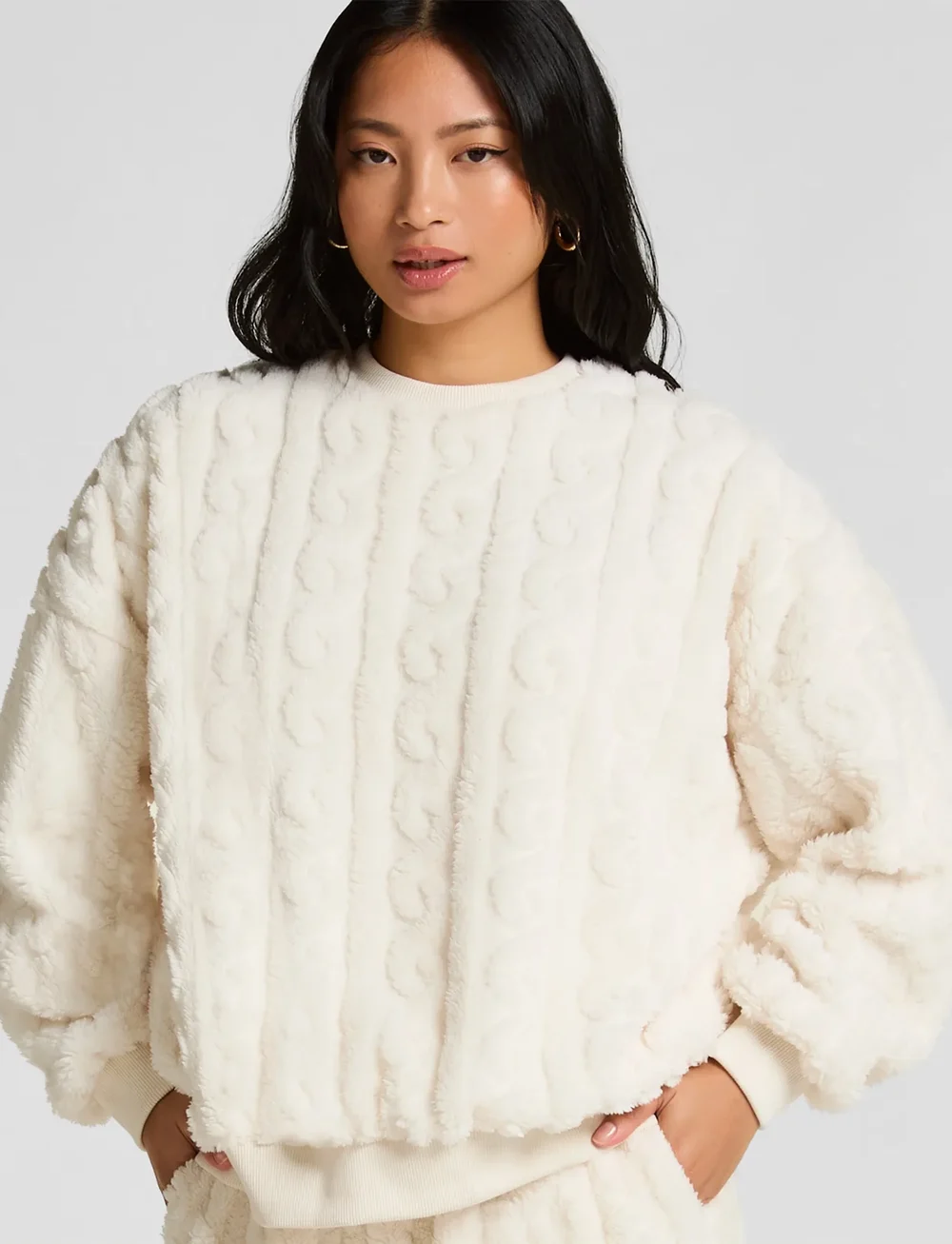 Hunkemöller - Top Cable Fleece - mid layer jackets - gardenia - 0