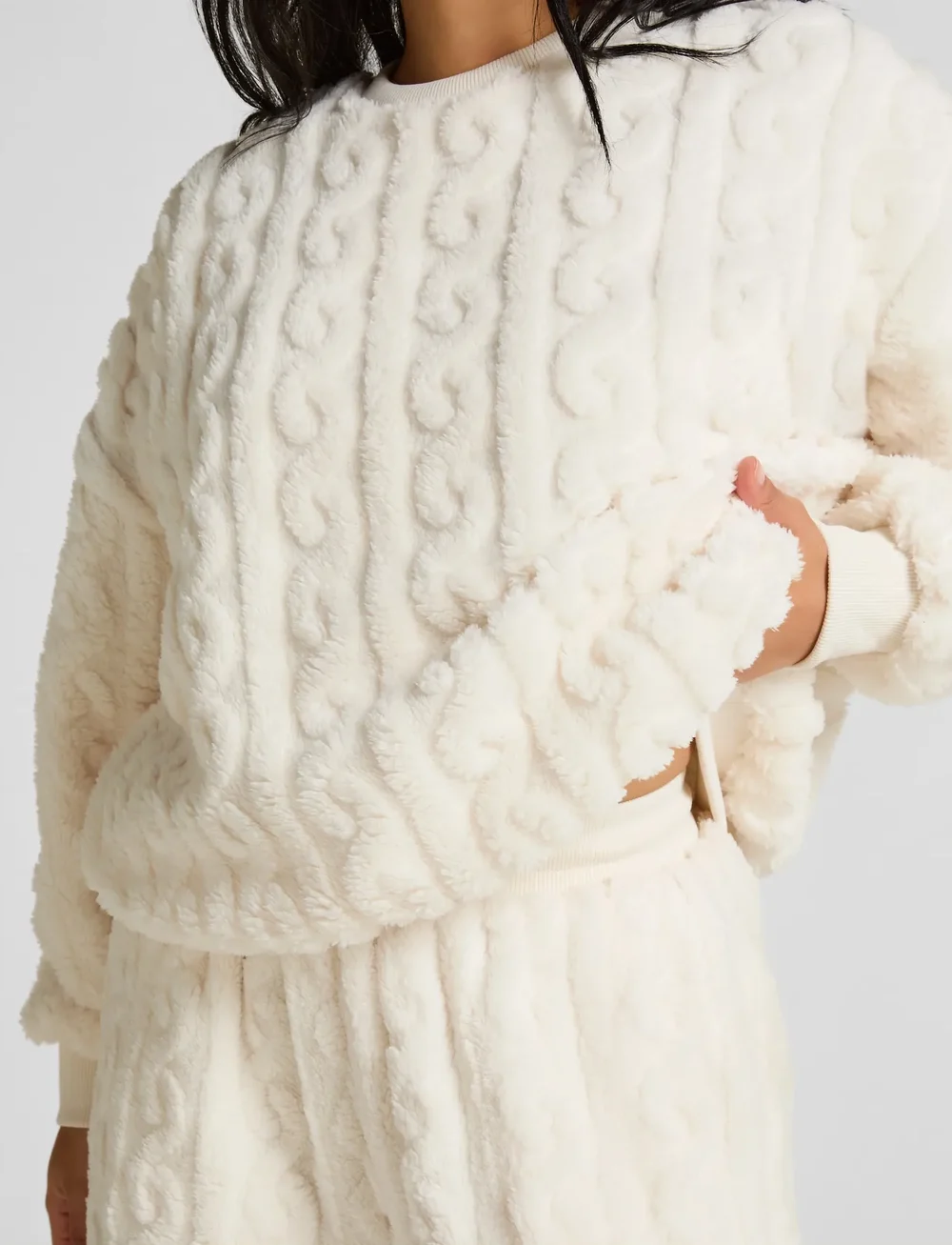 Hunkemöller - Top Cable Fleece - mid layer jackets - gardenia - 3